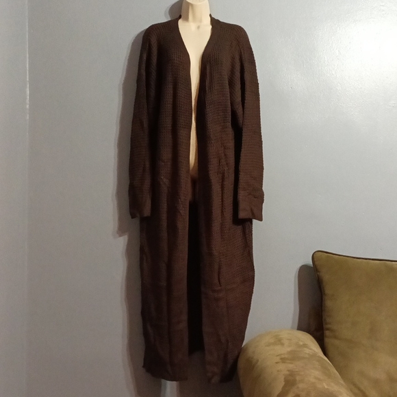Shein Plus drop shoulder open front split hem cardigan 2xl - Picture 7 of 17